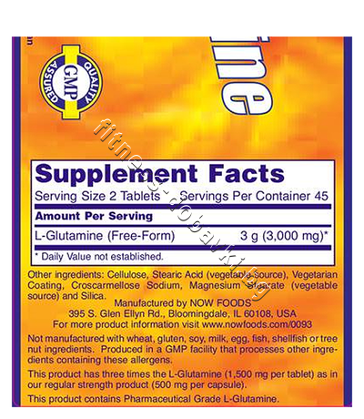 NW-0093 NOW Glutamine 1500 mg, 90 Tablets