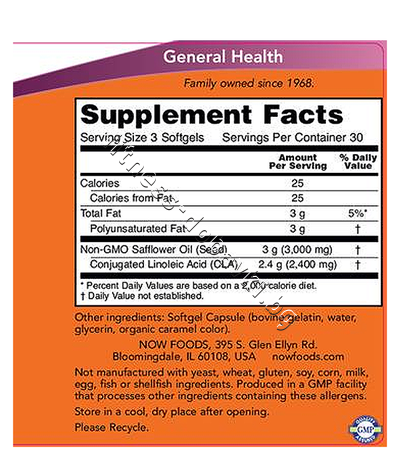 NW-1727 NOW CLA 800 mg, 90 Softgels