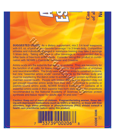 NW-0206 NOW Amino-9 Essentials Powder, 330 g 