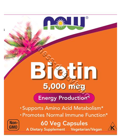 NW-0471 NOW Biotin 5000 mcg, 60 Veg Caps