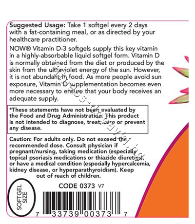 NW-0373 NOW Vitamin D-3 5000 IU, 240 Softgels