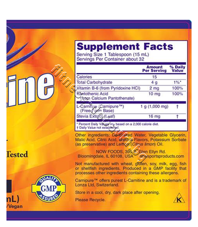 NW-0064 Now L-Carnitine Liquid Citrus 3000 mg, 465 ml