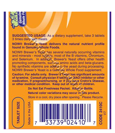 NW-2410 NOW Brewers Yeast 650 mg, 200 Tablets