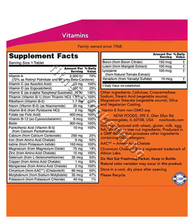 NW-3770 NOW Daily Vits Multi, 100 Tablets