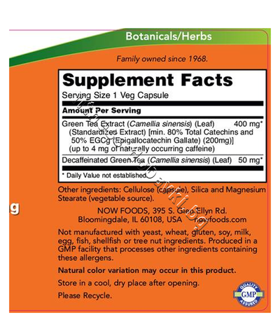NW-4704 NOW EGCG Green Tea Extract 400 mg, 90 Veg Caps