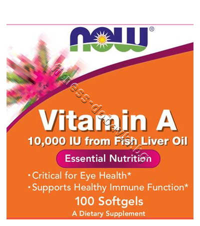 NW-0330 NOW Vitamin A 10000 IU From Fish Liver Oil, 100 Softgels