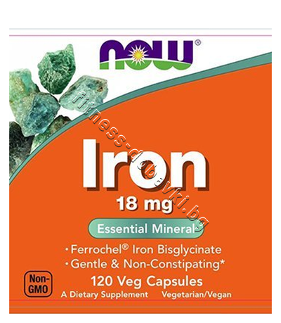 NW-1443 NOW Iron 18 mg Ferrochel, 120 Veg Caps
