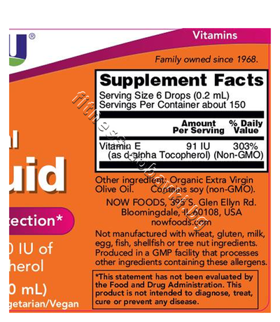 NW-0910 NOW Natural Vitamin E Liquid, 30 ml