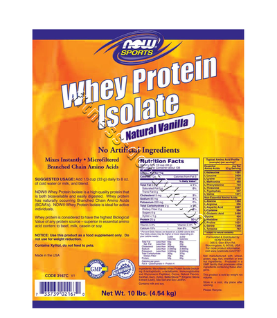 NW-2177 NOW Whey Protein Isolate, 4536 g
